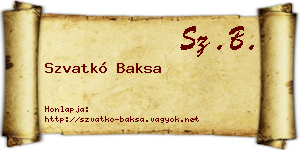 Szvatkó Baksa névjegykártya